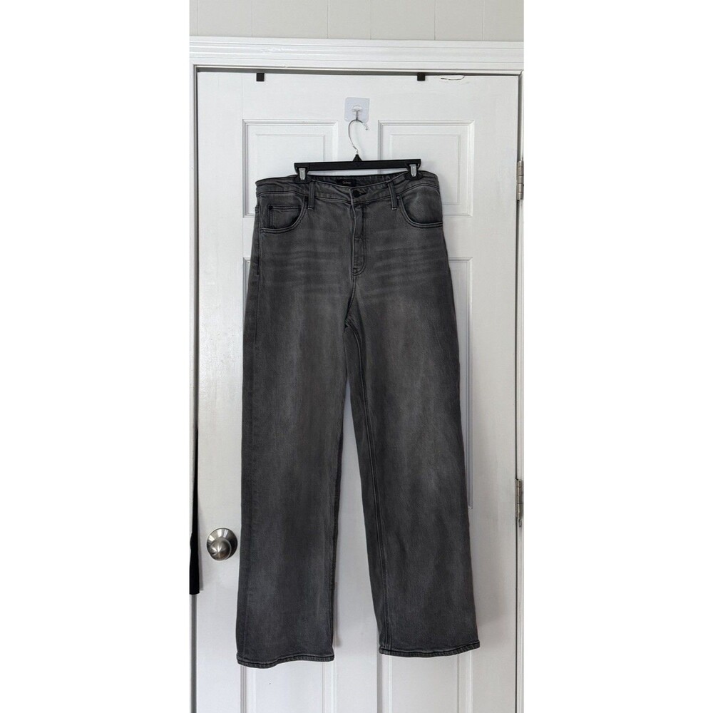Quince Women Bella Stretch Relaxed Straight Jeans Stonewashed Gray 33